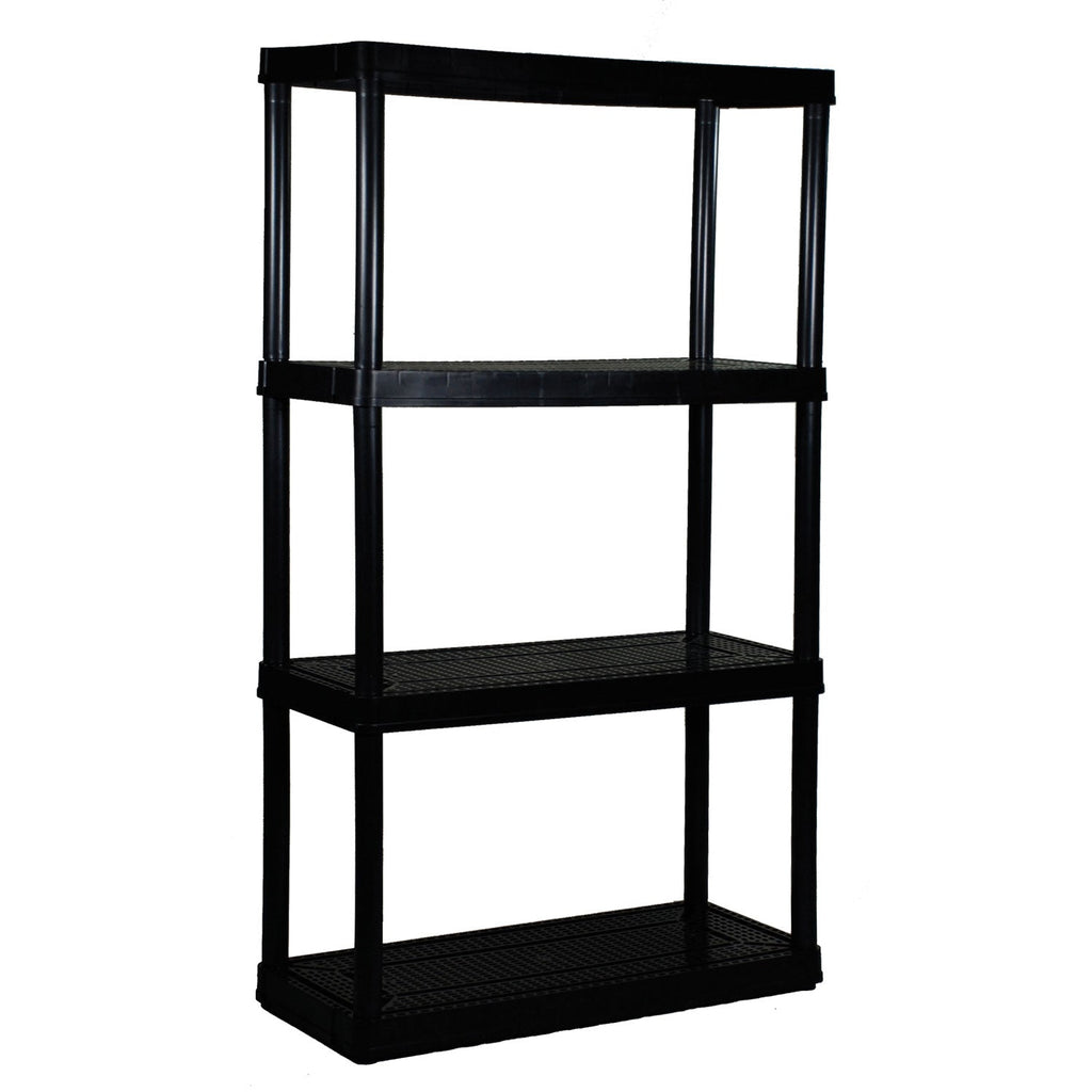 Gracious Living 4 Shelf Ventilated Garage Shelving Kit with 4 Bins & Lids, Black-*Home&Garden | Household Supplies | Storage & Organization-Grease Monkey Garage