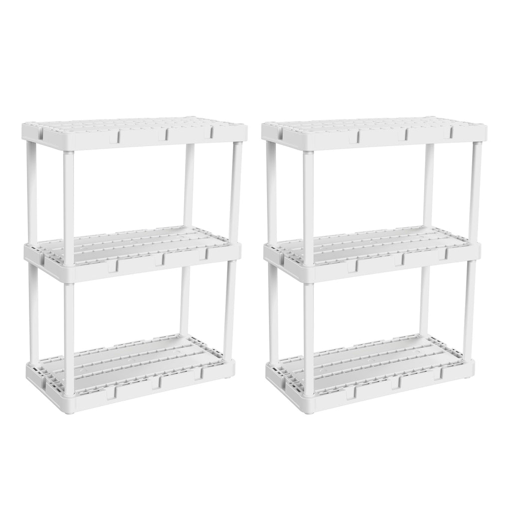Gracious Living Knect A Shelf 3 Shelf Interlocking Organizers, White (2 Pack)-Home & Garden | Household Supplies | Storage & Organization | Household Storage Caddies-Grease Monkey Garage