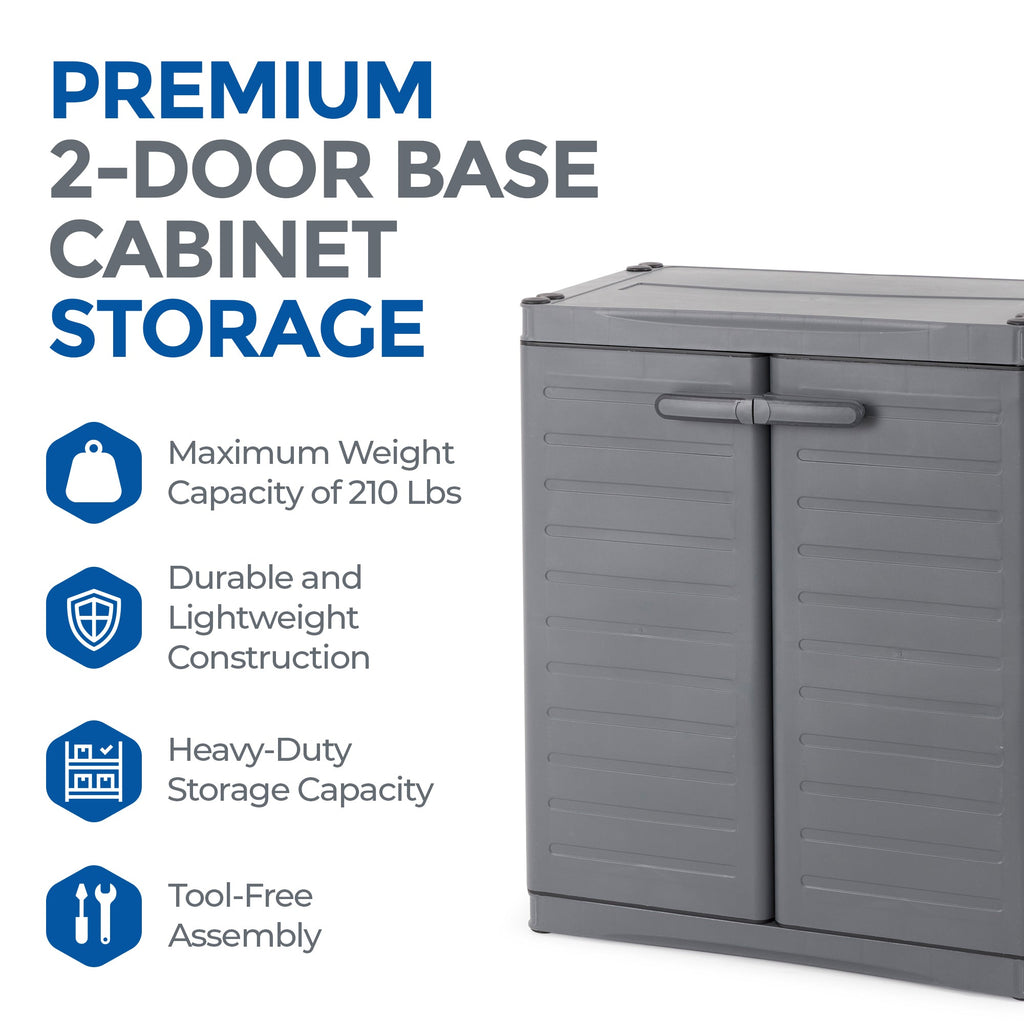 Gracious Living MaxIt Premium 2-Door Adjustable Metal Base Cabinet Organizer-Hardware | Hardware Accessories | Tool Storage & Organization | Tool Cabinets & Chests-Grease Monkey Garage