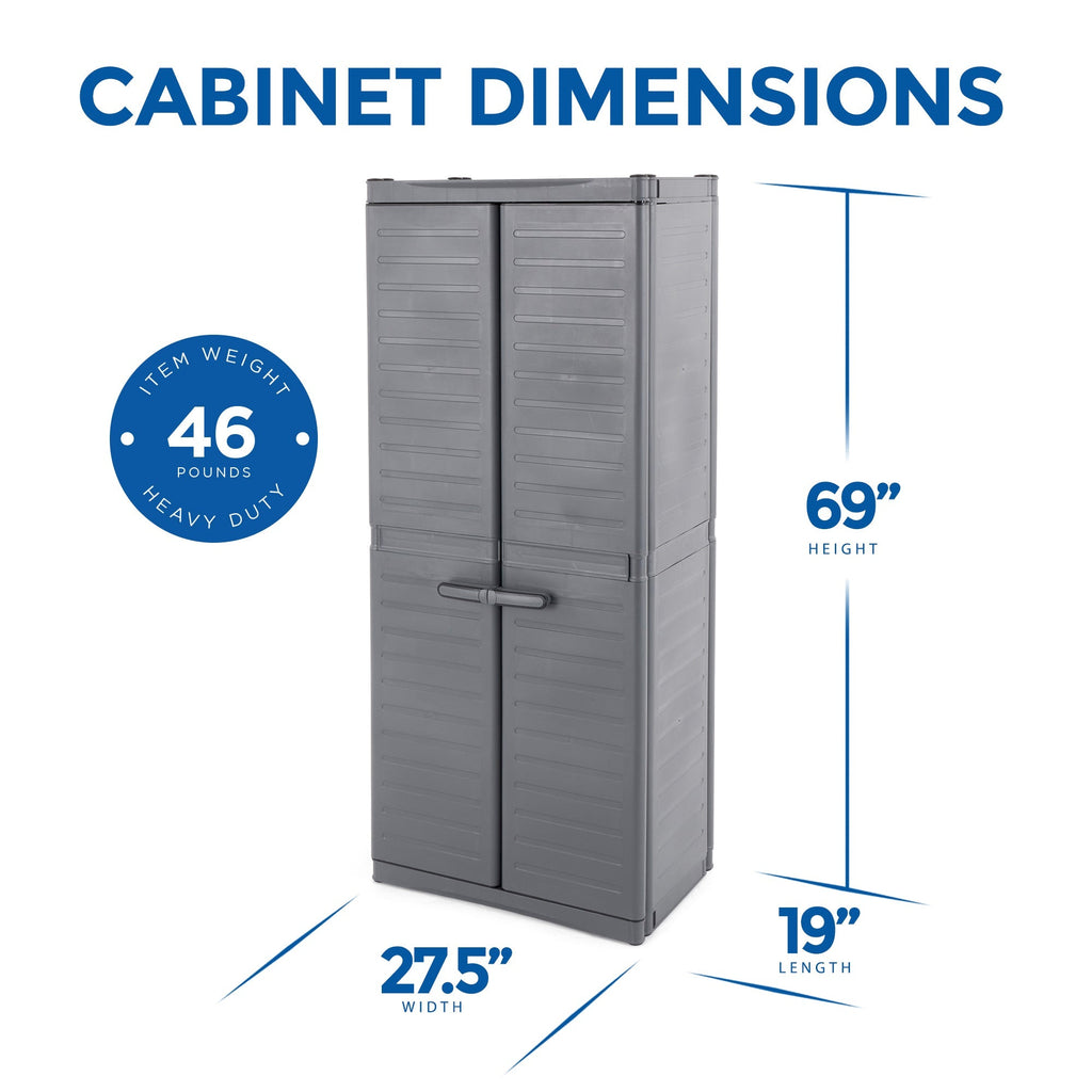 Gracious Living MaxIt Premium 2-Door Utility Cabinet w/ Adjustable Metal Shelves-*Furniture | Outdoor Furniture | Outdoor Storage Boxes-Grease Monkey Garage