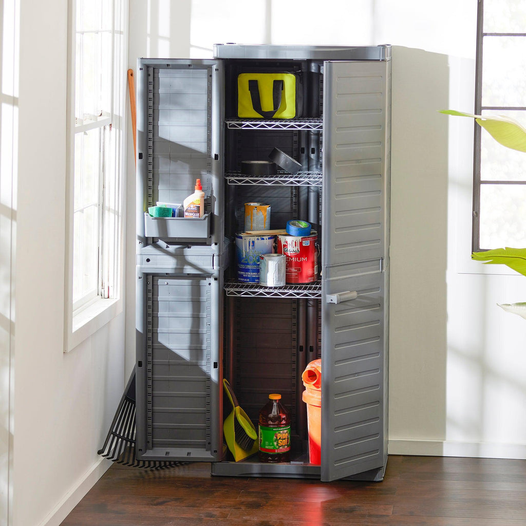 Gracious Living MaxIt Premium 2-Door Utility Cabinet w/ Adjustable Metal Shelves-*Furniture | Outdoor Furniture | Outdoor Storage Boxes-Grease Monkey Garage