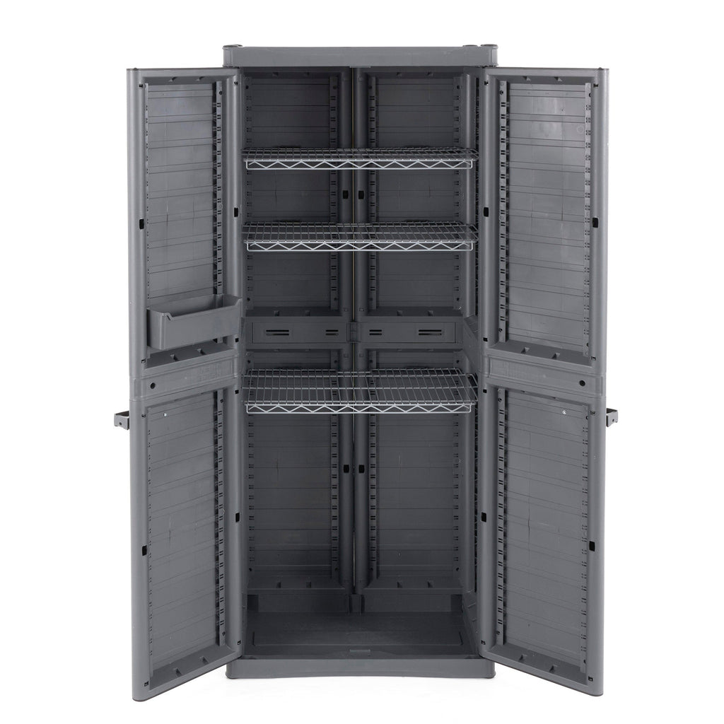 Gracious Living MaxIt Premium 2-Door Utility Cabinet w/ Adjustable Metal Shelves-*Furniture | Outdoor Furniture | Outdoor Storage Boxes-Grease Monkey Garage