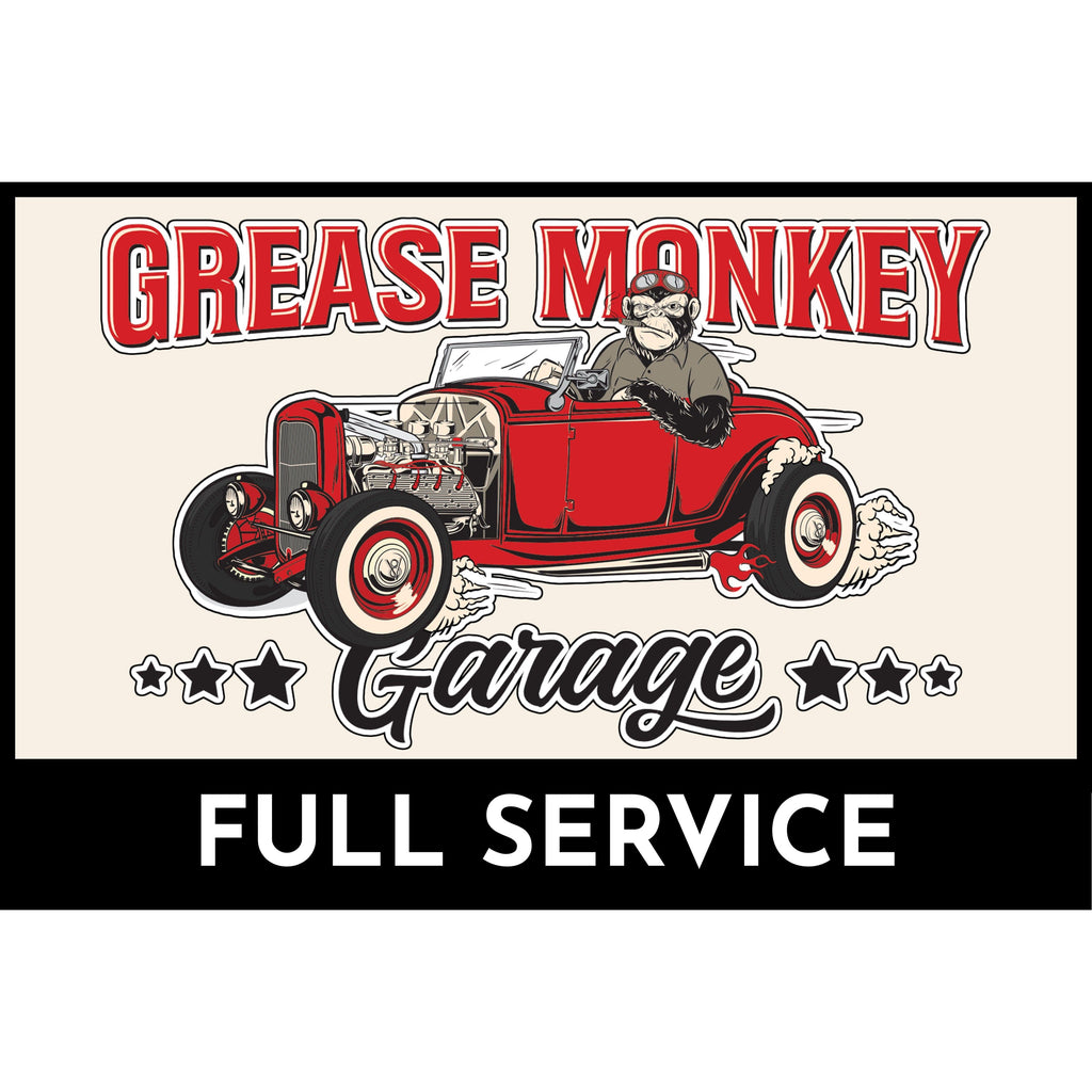 Grease Monkey Garage Full Service Metal Sign-Metal Signs-Grease Monkey Garage