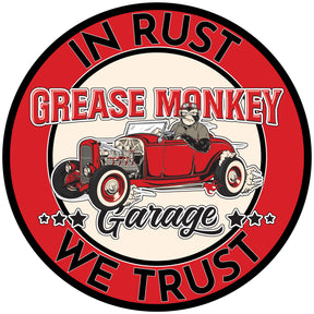 Grease Monkey Garage In Rust We Trust Metal Sign-Metal Signs-Grease Monkey Garage