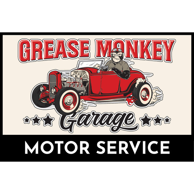 Grease Monkey Garage Motor Service Metal Sign-Metal Signs-Grease Monkey Garage