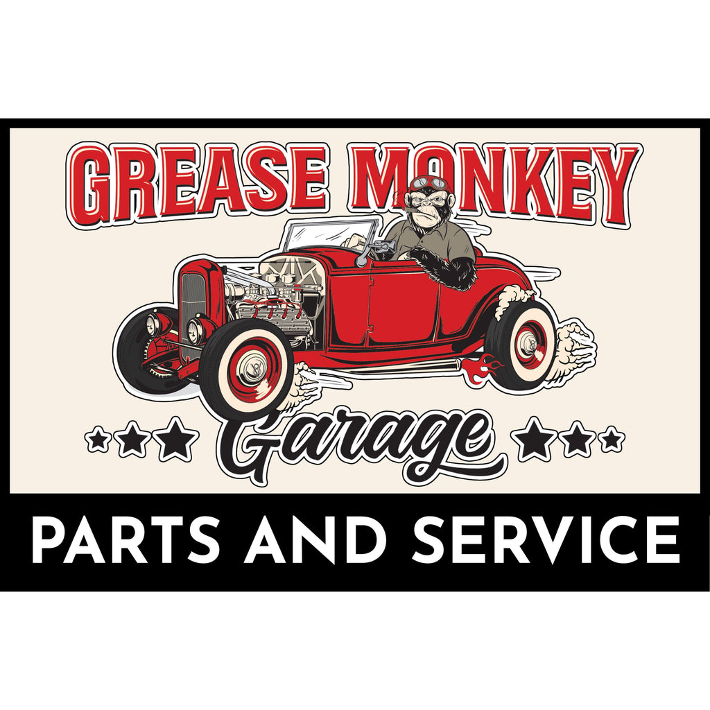 Grease Monkey Garage Parts and Service Metal Sign-Metal Signs-Grease Monkey Garage