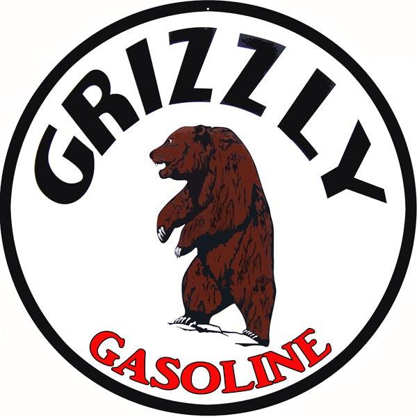 Grizzly Gasoline Motor Oil Metal Sign-Metal Signs-Grease Monkey Garage