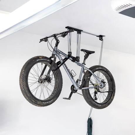 Heavy Duty Bike Hoist | Easy-Lift Overhead Bicycle Storage-Ceiling-Grease Monkey Garage