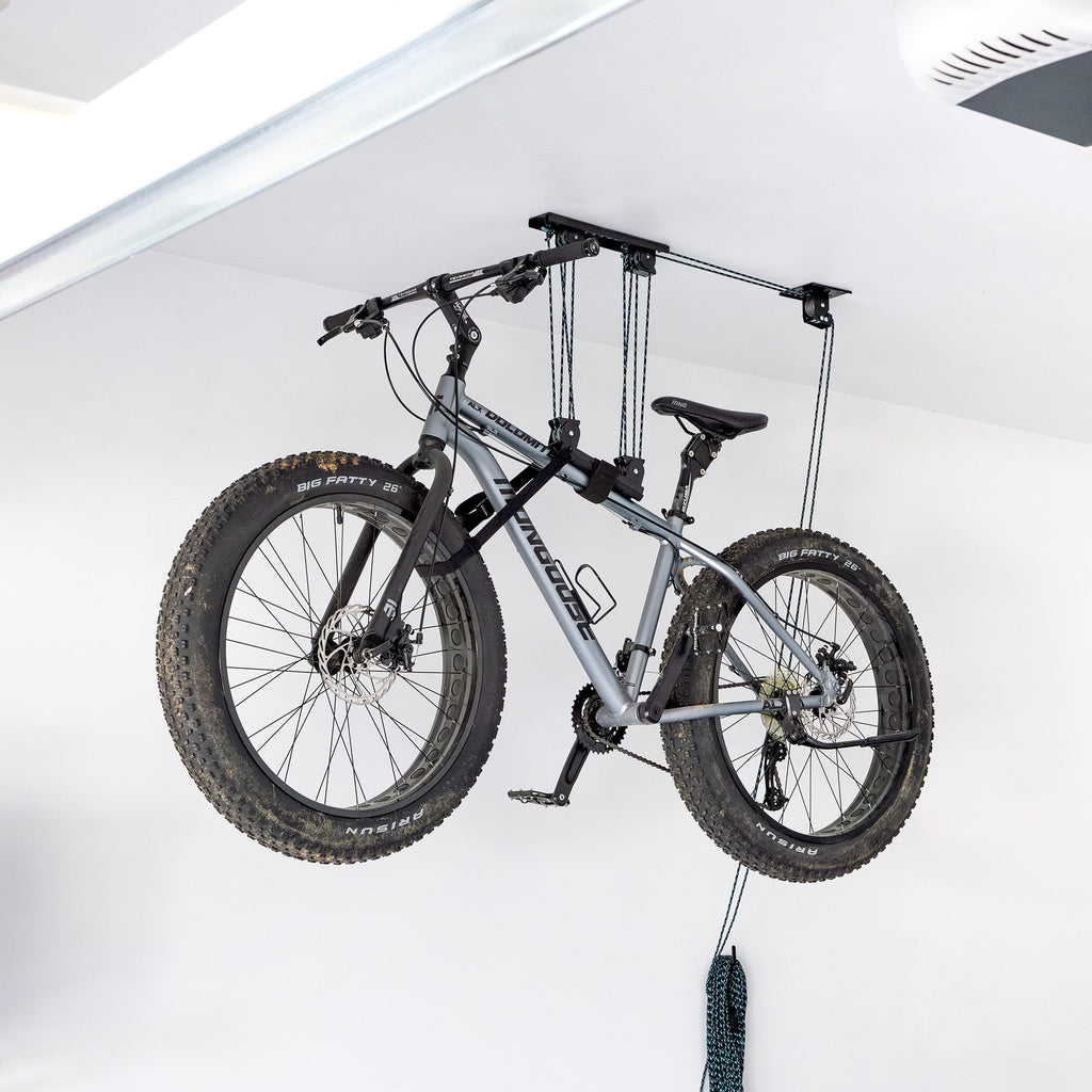 Heavy Duty Bike Hoist | Easy-Lift Overhead Bicycle Storage-Ceiling-Grease Monkey Garage