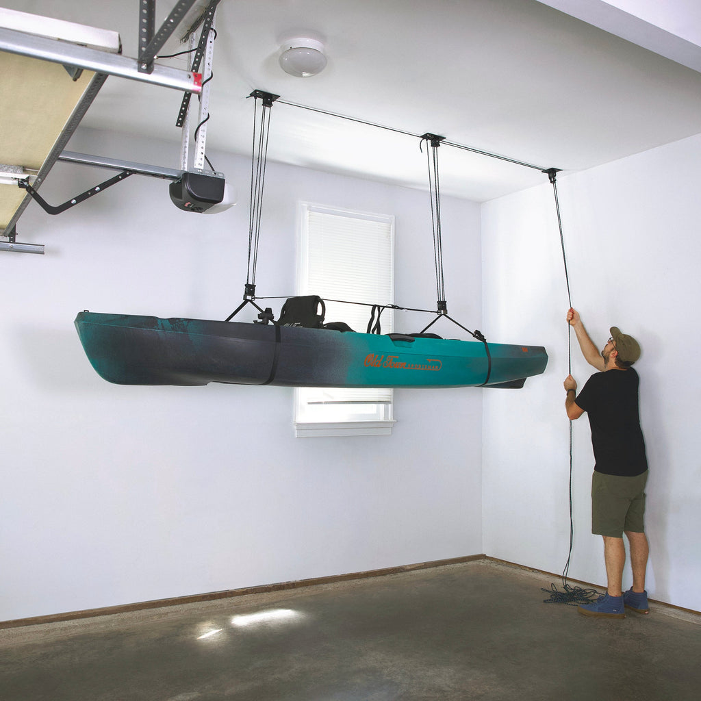 Heavy Duty Kayak Hoist Garage Ceiling Storage Hoist | Holds up to 150 lbs | 18' Lift-Ceiling-Grease Monkey Garage