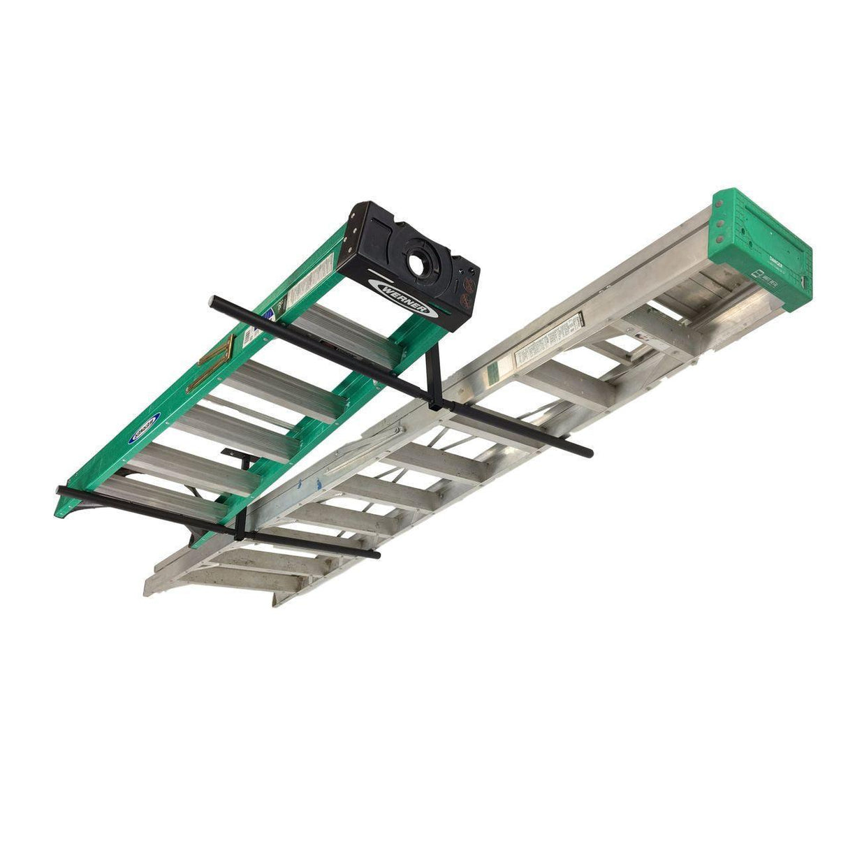 Hi-Port 2 | Ladder Adjustable Ceiling Storage Rack | Double | Holds 150 lbs-Ceiling-Grease Monkey Garage