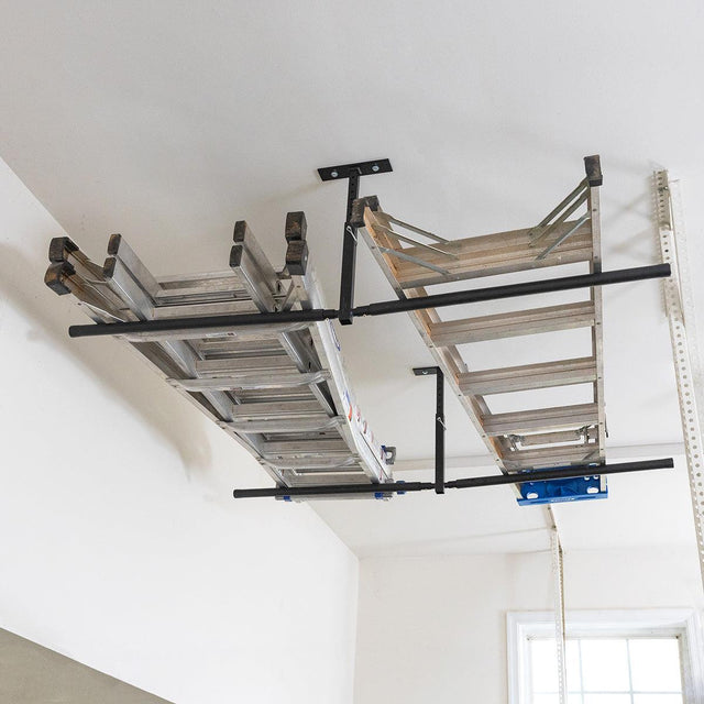 Hi-Port 2 | Ladder Adjustable Ceiling Storage Rack | Double | Holds 150 lbs-Ceiling-Grease Monkey Garage