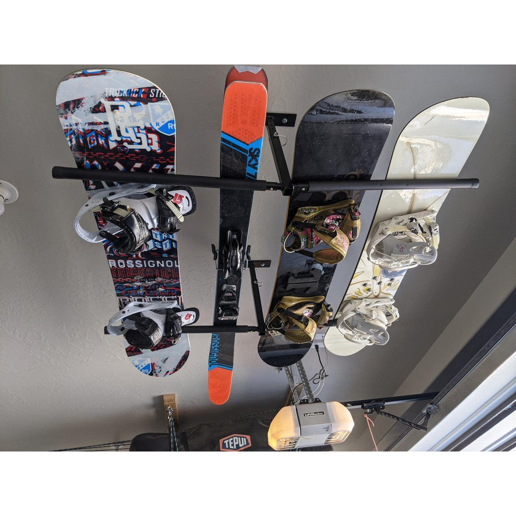 Hi-Port 2 | Ski & Snowboard Adjustable Ceiling Storage Rack | Double | Holds 150 lbs-Ceiling-Grease Monkey Garage