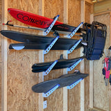 High Rock Wakeboard Storage | Adjustable XSR | 4 Level | White-Wall Mounted-Grease Monkey Garage