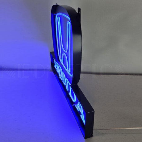 Honda Blue H Logo LED Flex-Neon Sign in Steel Can-Grease Monkey Garage