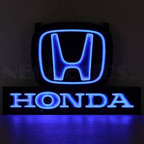Honda Blue H Logo LED Flex-Neon Sign in Steel Can-Grease Monkey Garage