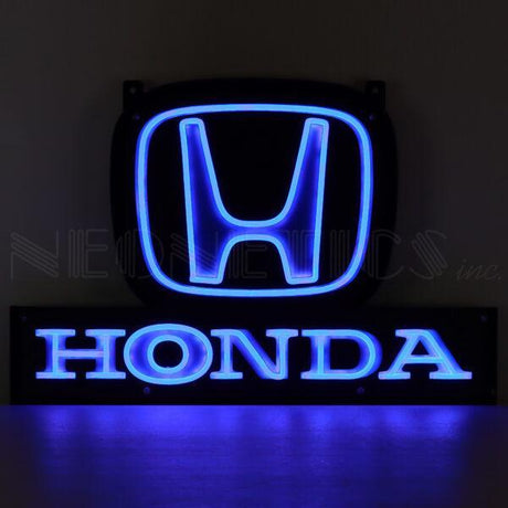 Honda Blue H Logo LED Flex-Neon Sign in Steel Can-Grease Monkey Garage