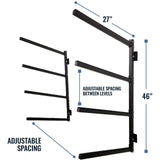 Indoor Wall Rack | 46 Inch Adjustable Height | Kayak & SUP-Wall Mounted-Grease Monkey Garage