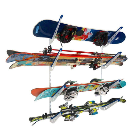 Jay Peak Ski & Snowboard Storage | Adjustable XSR | 4 Levels | White-Wall Mounted-Grease Monkey Garage