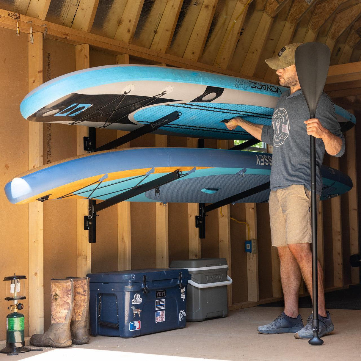 Kona SUP & Surfboard Storage | Indoor Adjustable Rack | 2 Level-Wall Mounted-Grease Monkey Garage