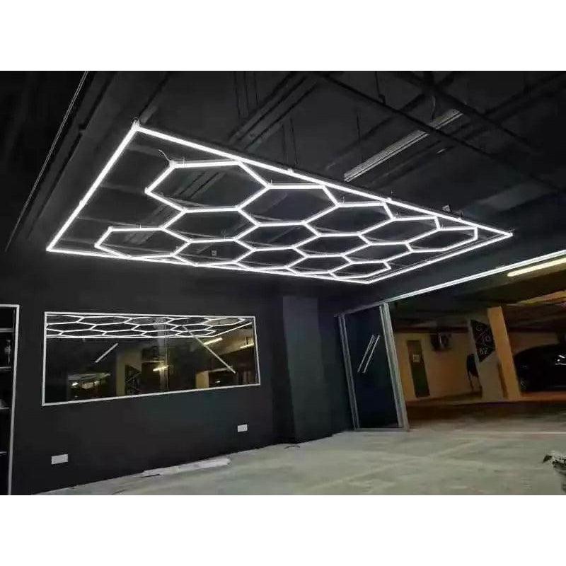 LED Hexagon Lighting System 8'x16'-LED Hex Lighting-Grease Monkey Garage
