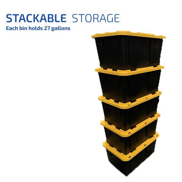 Lockable Storage Bin - 27 Gallon - Set of 5-Grease Monkey Garage