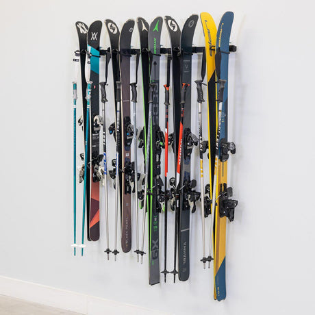 Lone Peak Ski Rack | Adjustable Wall Storage System | Holds 5 Pairs of Skis-Wall Mounted-Grease Monkey Garage