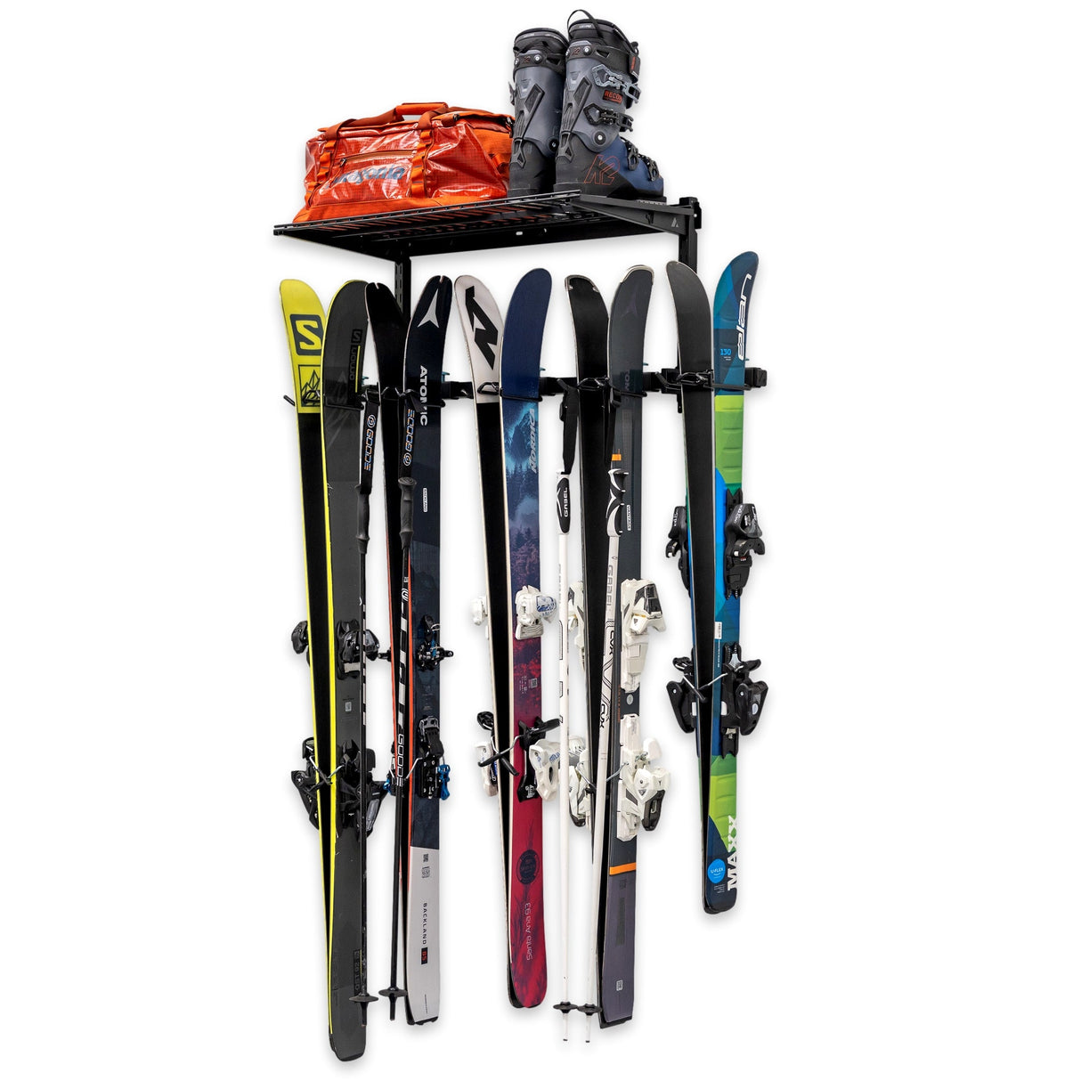 Lone Peak Ski + Shelf | Adjustable Wall Storage System | Holds 5 Pairs of Skis-Wall Mounted-Grease Monkey Garage