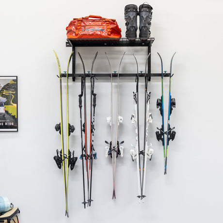 Lone Peak Ski + Shelf | Adjustable Wall Storage System | Holds 5 Pairs of Skis-Wall Mounted-Grease Monkey Garage