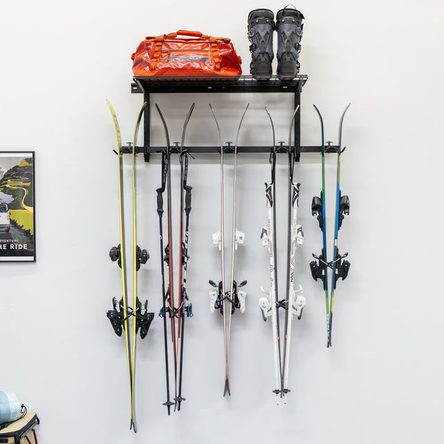 Lone Peak Ski + Shelf | Adjustable Wall Storage System | Holds 5 Pairs of Skis-Wall Mounted-Grease Monkey Garage