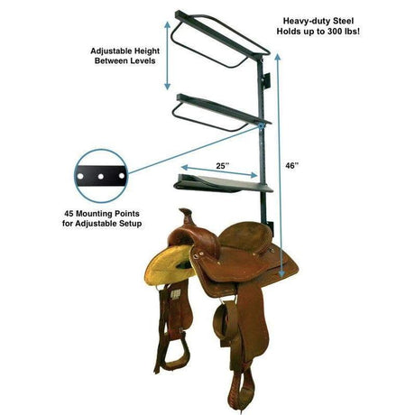 Loudoun English & Western Horse Saddle Storage Rack-Wall Mounted-Grease Monkey Garage