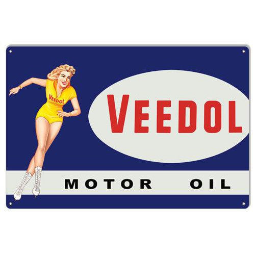 Miss Veedol Motor Oil Metal Sign-Metal Signs-Grease Monkey Garage