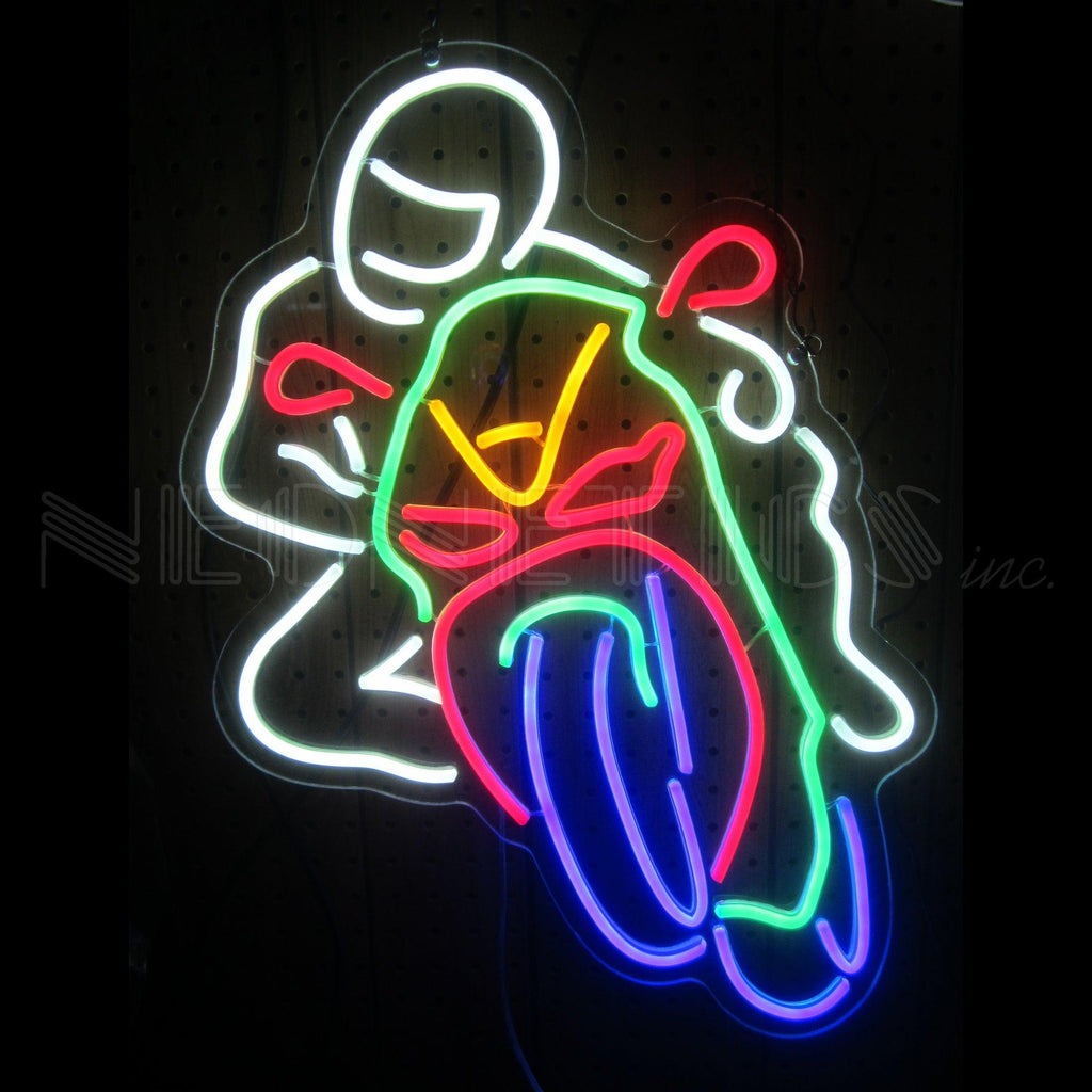 Motorcycle LED Flex-Neon Sign with Acrylic Backing-Grease Monkey Garage