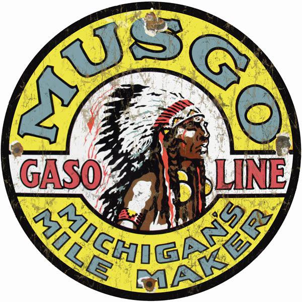 Musgo Gasoline Metal Sign-Metal Signs-Grease Monkey Garage