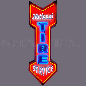National Tire Service Neon Sign in Steel Can-Neon Signs-Grease Monkey Garage