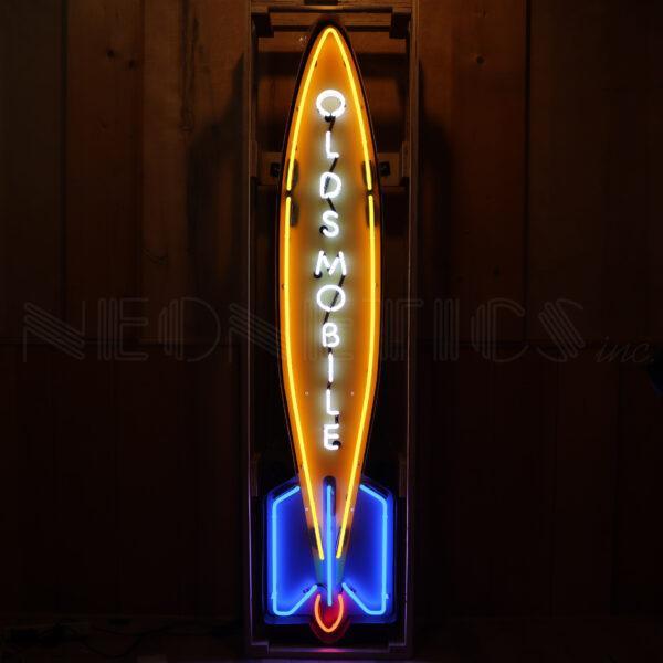 Oldsmobile Rocket Neon Sign in Steel Can (72")-Neon Signs-Grease Monkey Garage