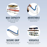 Outerbanks Surfboard Storage | Adjustable XSR | 4 Level | Black-Wall Mounted-Grease Monkey Garage