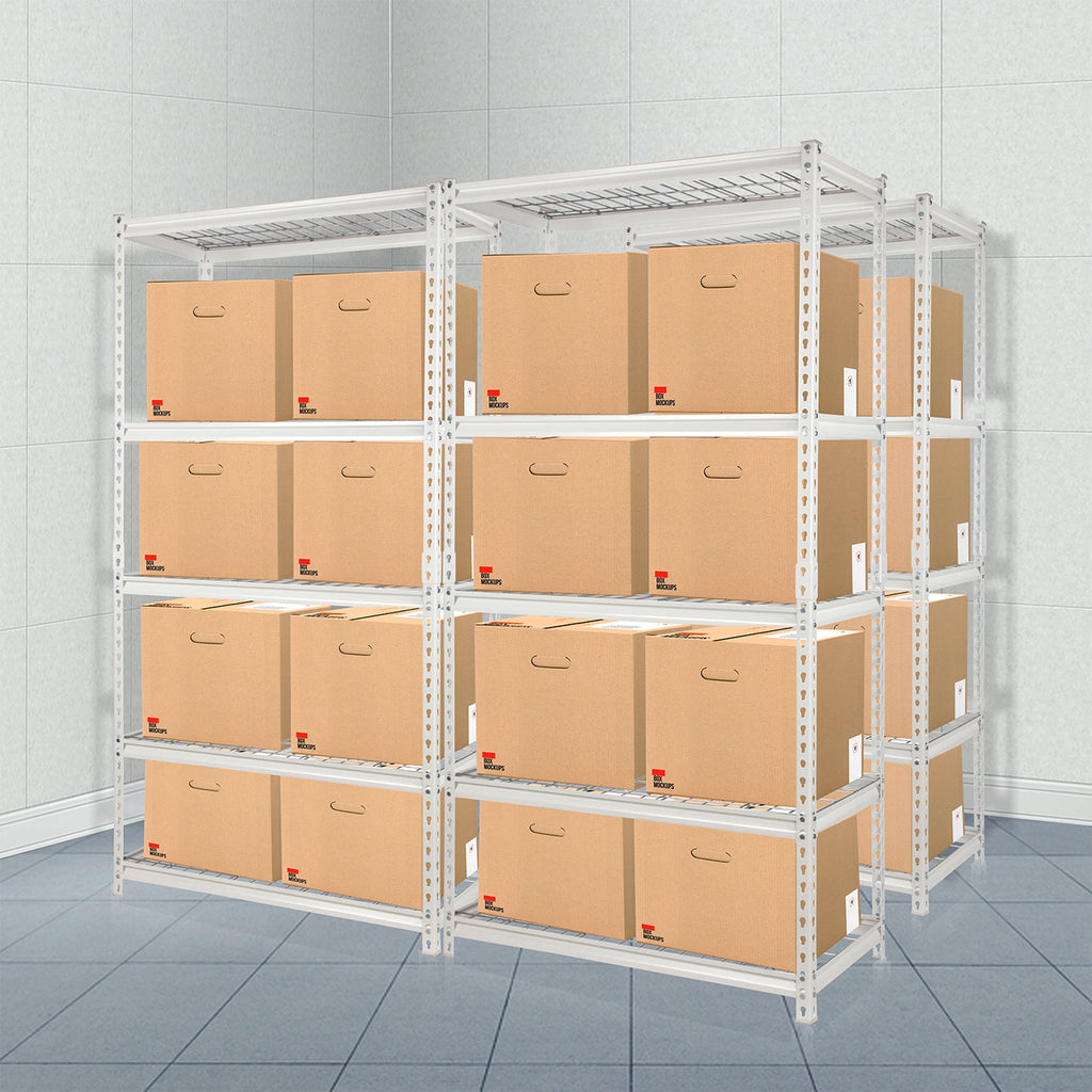 Pachira 36"W x 72"H 5 Shelf Steel Shelving for Home and Office Organizing, White-*Business&Industrial | Industrial Storage | Industrial Shelving-Grease Monkey Garage