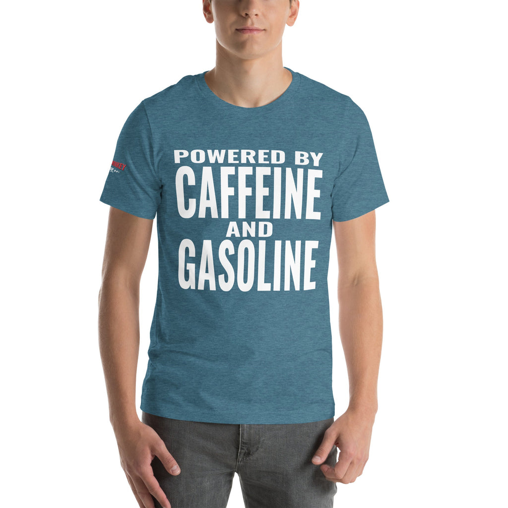 Powered By Caffeine and Gasoline Unisex T-Shirt-Grease Monkey Garage