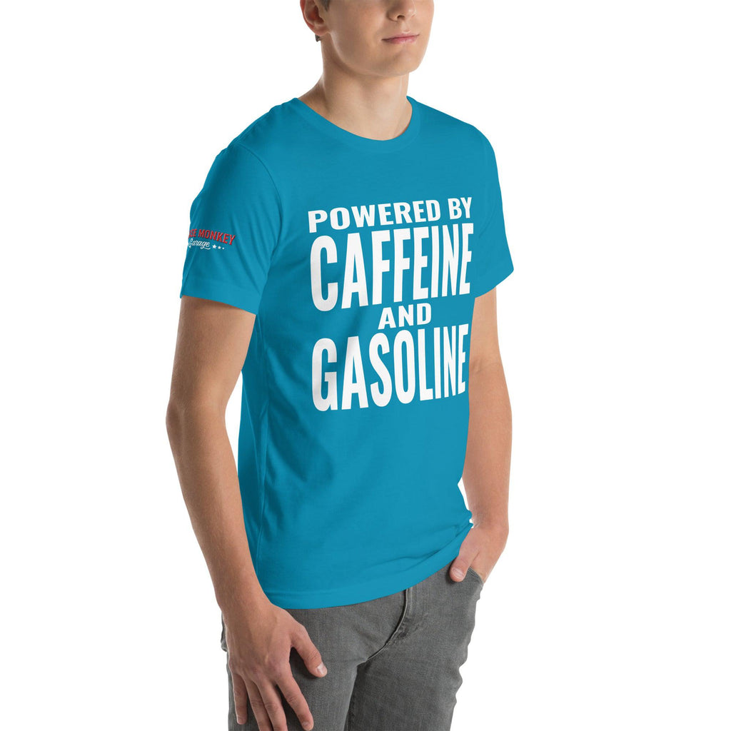 Powered By Caffeine and Gasoline Unisex T-Shirt-Grease Monkey Garage