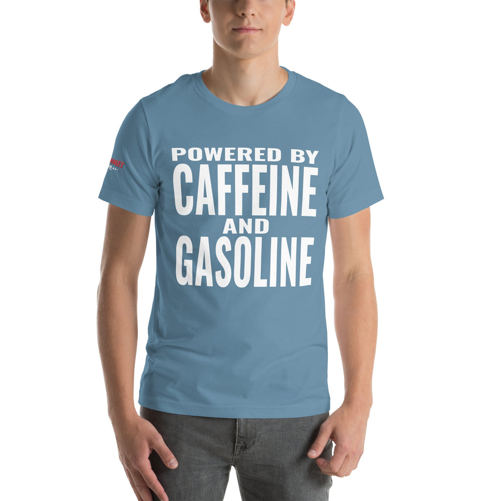 Powered By Caffeine and Gasoline Unisex T-Shirt-Grease Monkey Garage