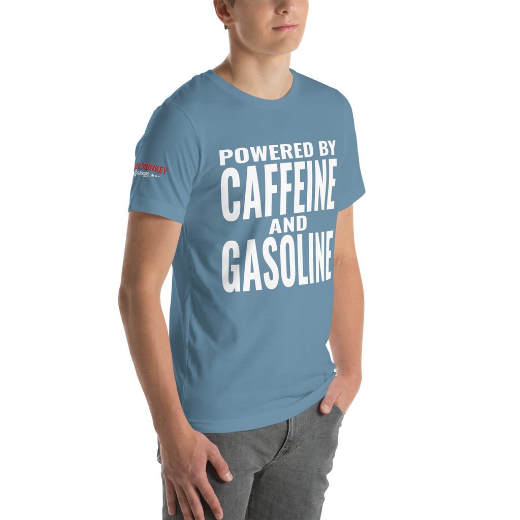 Powered By Caffeine and Gasoline Unisex T-Shirt-Grease Monkey Garage