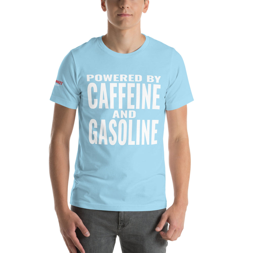 Powered By Caffeine and Gasoline Unisex T-Shirt-Grease Monkey Garage