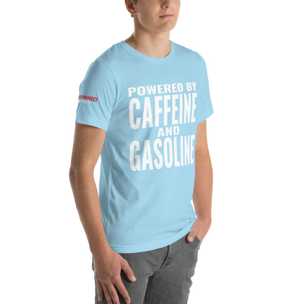 Powered By Caffeine and Gasoline Unisex T-Shirt-Grease Monkey Garage