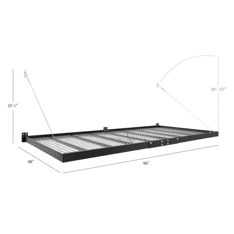 Pro Series 4 ft. x 8 ft. Wall Mounted Steel Shelf in Black (Set of 2)-Grease Monkey Garage