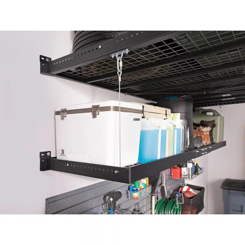 Pro Series 4 ft. x 8 ft. Wall Mounted Steel Shelf in Black (Set of 2)-Grease Monkey Garage