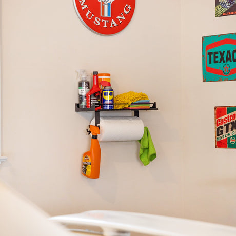 Quick Clean Paper Towel Holder and Wall Shelf-Wall Mounted-Grease Monkey Garage