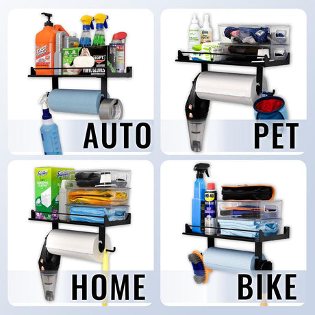 Quick Clean Paper Towel Holder and Wall Shelf-Wall Mounted-Grease Monkey Garage