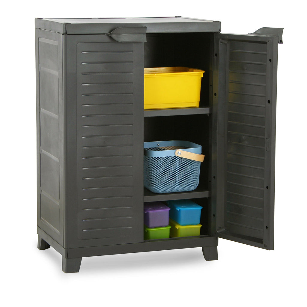 RAM Quality Products ELITE Adjustable 2 Shelf Storage Utility Cabinet, Dark Gray-Furniture | Cabinets & Storage | Storage Cabinets & Lockers-Grease Monkey Garage