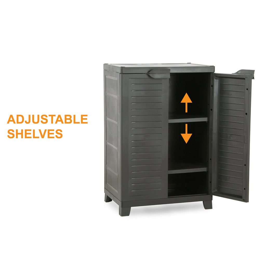 RAM Quality Products ELITE Adjustable 2 Shelf Storage Utility Cabinet, Dark Gray-Furniture | Cabinets & Storage | Storage Cabinets & Lockers-Grease Monkey Garage